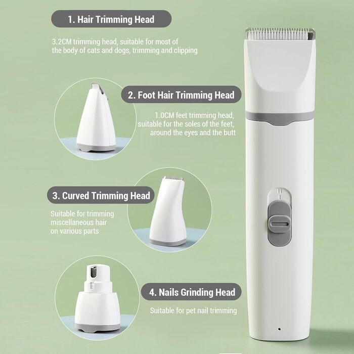 Триммер для собак та котів Fafeicy: безшумний, акумуляторний набір для грумінгу, вологостійкий ABS-пластик