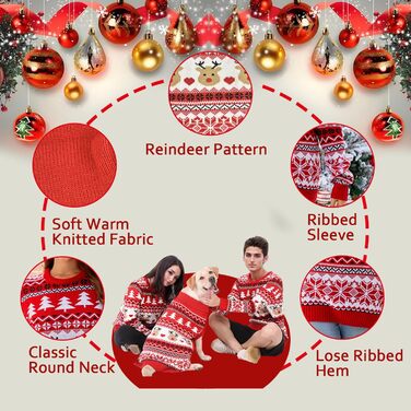 Пуловери для собак та господарів MuYaoPet на Різдво, сімейний комплект, розміри XS-4XL для людей