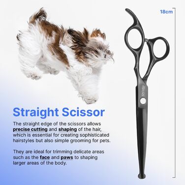 Набір професійних ножиць для собак RAGI - 4 шт. - ножиці для стрижки собак, вигнуті - ножиці для собак з круглим кінчиком - для собак та котів - чорного кольору