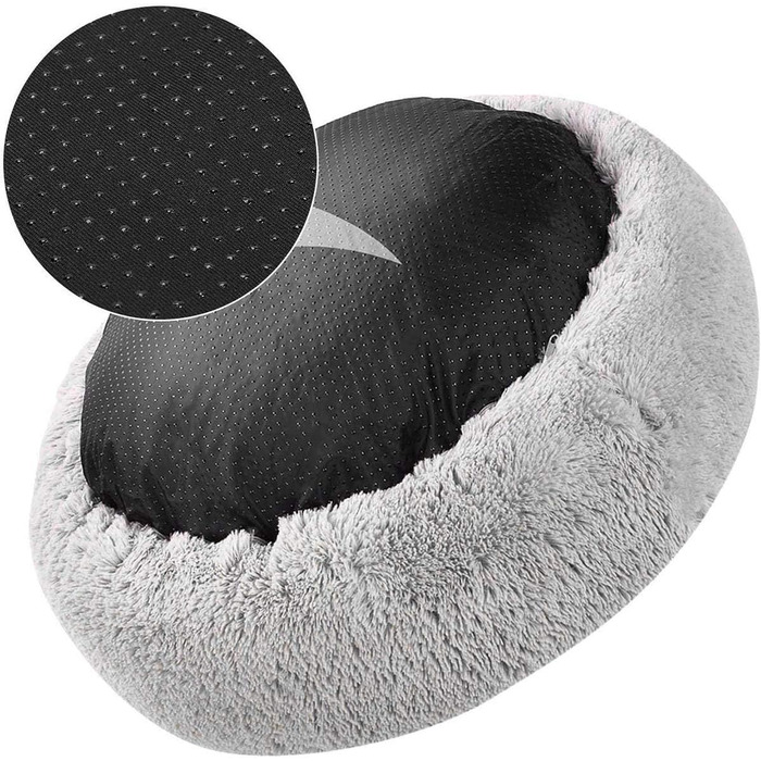 Кругле ліжко для собак та котів, велике, м'яке, сіре (70 см)