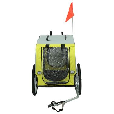 Складаний причіп для собак, 137x73x90 см, сіро-жовтий, з кріпленням та ременем безпеки