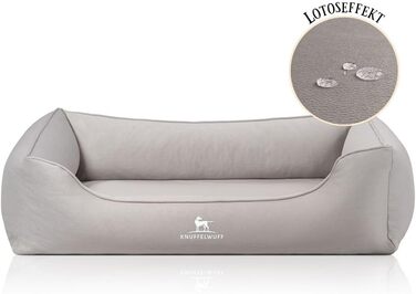 Ортопедичне собаче ліжко Knuffelwuff Oliver, M-L - М'яке, з ефектом замші, з Memory Foam, водовідштовхувальне, для собак маленьких та великих порід (120 x 85 x 25 см, Сірий)