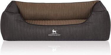 Ортопедичне собаче ліжко Knuffelwuff Outback XXL з лазерного стеганого штучного шкіряного покриття, 120 x 85 см - знімний чохол - легко мити - для великих, середніх та маленьких собак (Чорний/Бежевий, L 120 x W 85 x H 25 см)
