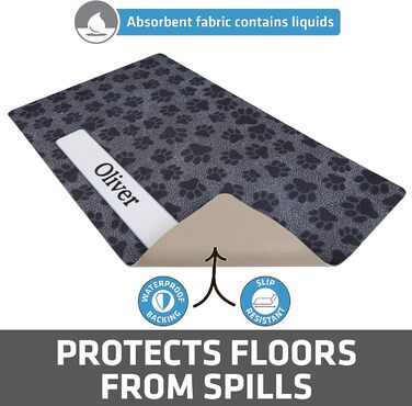 Килимок для годівлі домашніх тварин Drymate Paw Dots - чорний, 30x60 см (для собак та котів)