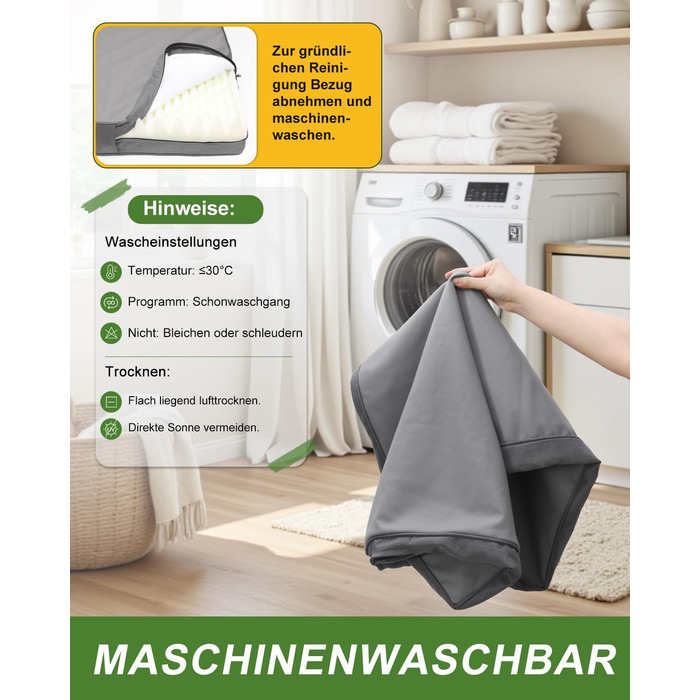 Ортопедичне ліжко для собак Favodormir, великі породи, 104x68 см, знімний чохол з екошкіри, комфортне та прохолодне для дому та вулиці, сірий колір