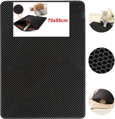 Килимок під лоток для котів AidSci, 70 x 55 см, водовідштовхувальний, з коміркою, легко миється
