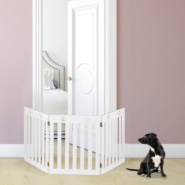 Захисне ворота для собак Relaxdays, 60 x 153 см, MDF, розкладне, біле