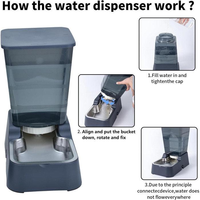 Автоматичний годівниця та поїлка для котів та собак 5л з нержавіючою чашею, комплект 2 шт.