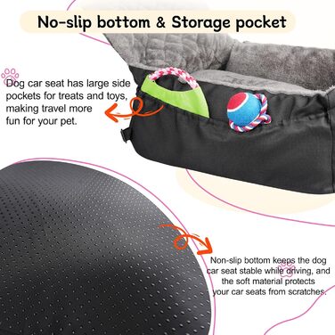 Автокрісло для собак SIVEIS – зручне ліжко з кишенею, чорне