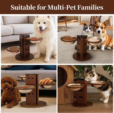 Підвищений годівниця для собак, регульована по висоті, 3-рівнева годівниця для собак, підставка з 3 мисок з нержавіючої сталі, 650 мл, годівниця для собак з антиковзним дном