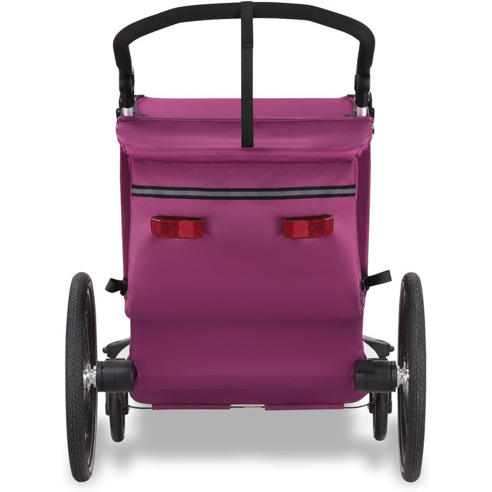 Причіп для велосипеда Fuxtec Sportfux на 2 місця, з багажником, світловідбивачами, ручкою-штовхачем, захистом від дощу та сонця, складаний, фіолетовий FX-FA1