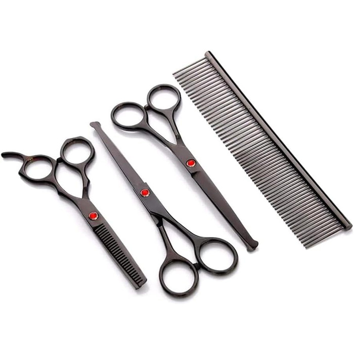Професійна ножиця для собак, вигнута ножиця, ножиці для стрижки шерсті собак, набір з нержавіючої сталі, спеціально для стрижки шерсті тварин (чорний)