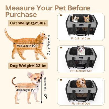 Трансформер для котів та собак на 2 тварин, сірий, 50,8 x 33 x 20 x 13 см, для подорожей та дому
