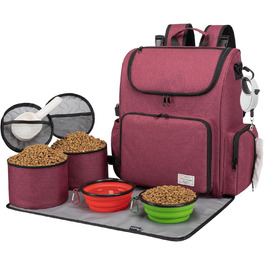 Модерна переноска для собак та котів Modoker, схвалена авіакомпаніями. Комплектація: органайзер, 2 контейнери для корму, 2 складні миски, плечовий ремінь (Рожевий)