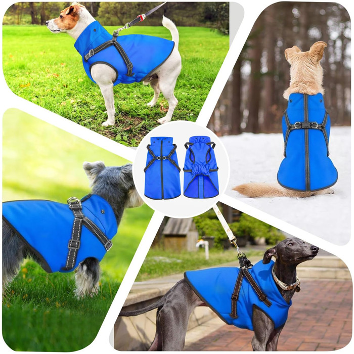 Водонепроникний дощовик для собак Mosucoir з капюшоном, великий та середній розмір, блакитний (L)