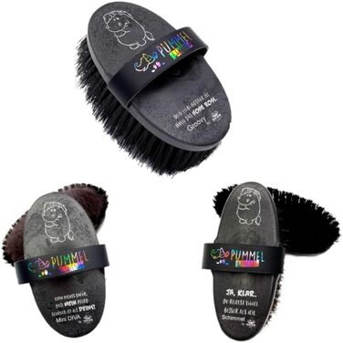 Набір щіток для коней Haas Grummeleinhorn (3 шт.) | Догляд за шерстю коней | Видаляє пил, бруд та відмерле волосся | Набір аксесуарів для коней чорного кольору