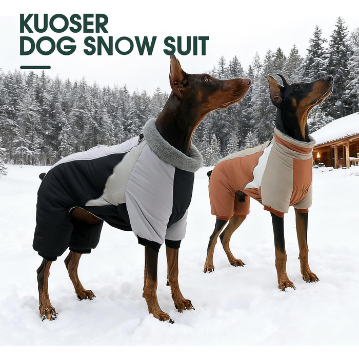 Водонепроникний собачий плащ Kuoser для маленьких собак - теплий зимовий плащ з шлейкою та світловідбиваючими деталями, чорний, розмір M