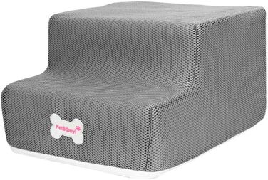 Сходинки для собак на 2 сходинки для ліжка та дивану, 20 см, широкі, для малих, старих, великих собак та котів, стійкі, протиковзні, миючі, сірий колір