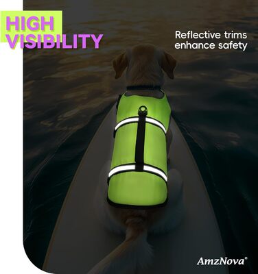 AMZNOVA Жилет рятувальний для собак, жилет для плавання, XS, яскраво-жовтий (33-46 см)