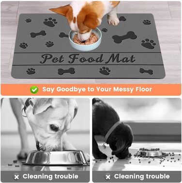 Килимок для годівлі котів та собак: супер вбираючий, неслизький, 30x50 см (Сірий)
