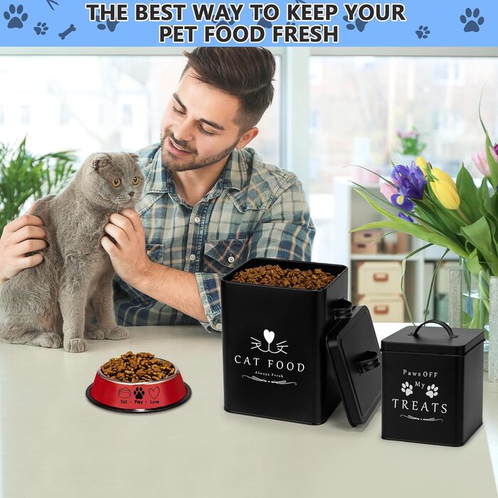 Контейнер для корму для котів Meraki Home, матовий чорний
