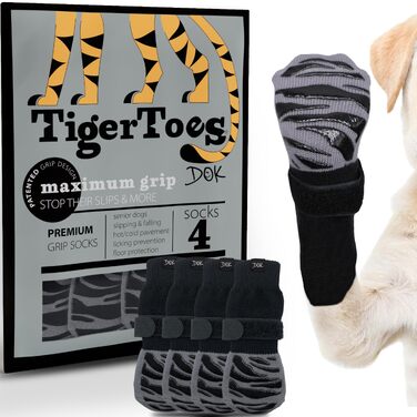 Протиковзкі шкарпетки для собак DOK TigerToes Premium для твердих підлог, посилений захват, захист лап від ковзання, розмір X-Large