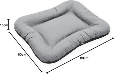 Ліжко для собак середніх порід 4L Textil KLEO, 90x70 см, бежеве, з блискавкою. Також: килимок, матрац, подушка для собак. Розміри: 80x60x10 см (сірий, з блискавкою)