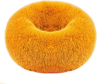 Кругле ліжко для собак та котів Chickw1, тепле м'яке ліжко-пончик, миється, з антиковзною основою, для маленьких, середніх та великих собак (100 см, помаранчеве)