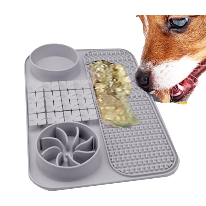Лежанка-іграшка для собак з присосками, інтерактивна годівниця-головоломка, сірого кольору