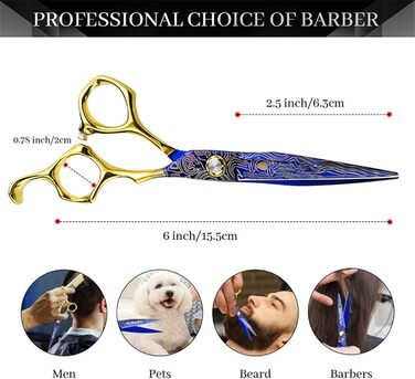 Набір професійних ножиць для грумінгу собак 6 дюймів (прямі та розріджуючі)