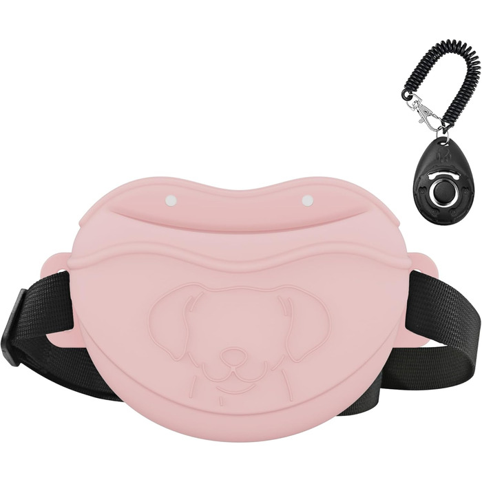 Сумка для ласощів для собак AWINNER – преміум силікон, 4 потужні магніти, регульований поясний ремінь – ідеально для дресирування цуценят та прогулянок на вулиці (Рожевий)