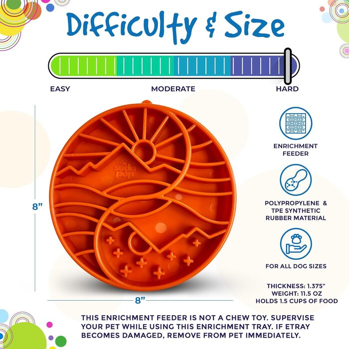 SodaPup Bones eMat – довговічний килимок-годівниця для тварин з нетоксичного, безпечного для домашніх тварин, харчового гуму. Стимулює розум, запобігає переїданню, сприяє свіжому диханню. (Один розмір, eTray Yin Yang Burnt Orange)