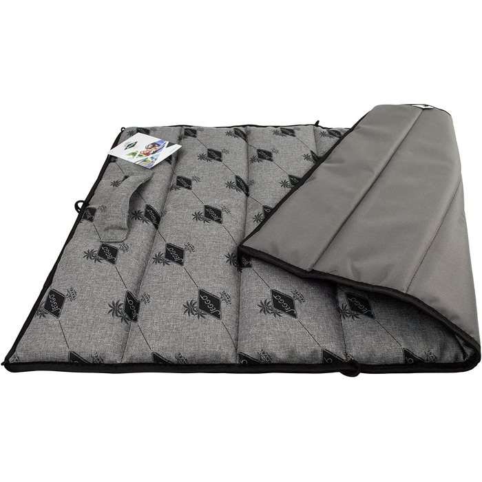 Килимок для собак JEGGO 'Cannes', компактний та розкладний з ручкою, для собак та сім'ї, ідеальний для подорожей, з водонепроникним покриттям з одного боку, Made in EU (Small, Grey) Grey Small