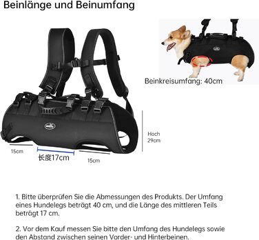 Рюкзак-переноска для собак, собачий поводок-переноска для маленьких собак, регульовані дихаючі ремені, ідеально підходить для собак з обмеженими можливостями, розмір (4–8) кг (2XL, Чорний)