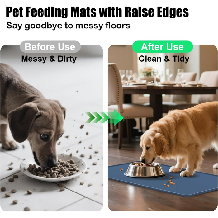 Силіконовий килимок для годування собак та котів з піднятими бортиками, неслизький, водонепроникний (Сірий, S)