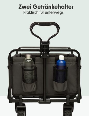 Візок-тачка LifeGoods розкладний сірий – 98x45 см, 94 л, поворотні колеса