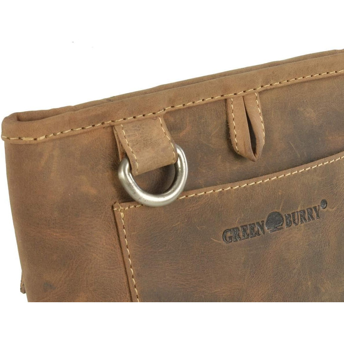 Сумка для ласощів Greenburry для собак та коней з натуральної шкіри, вінтажний колір антик-браун, з кільцем для кріплення до ременя та кліпсою