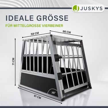 Транспортна переноска для собак Juskys Alu L - 91x66x70 см - алюмінієва переноска для собак, міцна та легка в догляді, замок на дверцятах