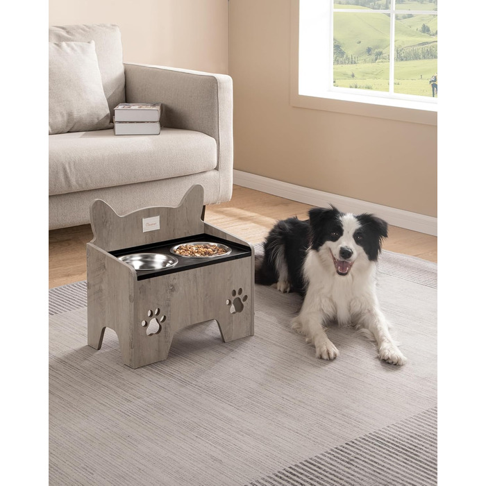 Підвищені годівниці для собак Hzuaneri з нержавіючої сталі, набір з 2 шт., антивитікаючі, для великих та середніх собак, Greige PB07105B