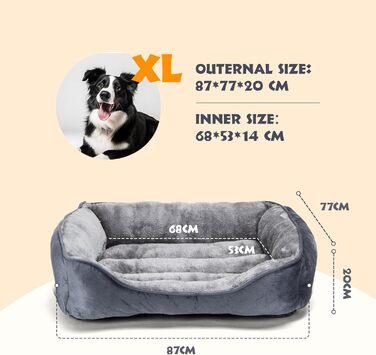 Ліжко для собак Nobleza 87x77 см, нековзке, супер м'який наповнювач, пране, для великих, середніх і малих собак та котів