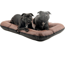Ліжко для собак середніх порід 4L Textil Ella з штучної шкіри, водонепроникний матрац (90x70 см, коричневий)