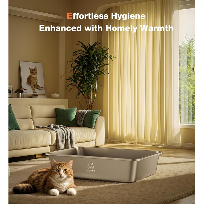 Нержавіюча лоток для котів ValuePro, великий, XXL, 45x35x15 см. Безперешкодний лоток з нержавіючої сталі для котів та кроликів, антипригарне покриття, без запаху, легко чистити.