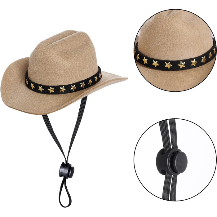 Костюм ковбоя для домашніх тварин Choyaxo: комплект з капелюхом та банданою (Small, Khaki)