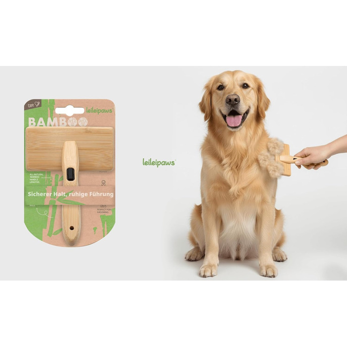 Дерев'яна щітка для собак та котів з довгою та короткою шерстю, для догляду за шерстю, вичісувальна щітка проти підшерстка та ковтунів, ручна щітка для собак з неслизькою ручкою, м'який догляд