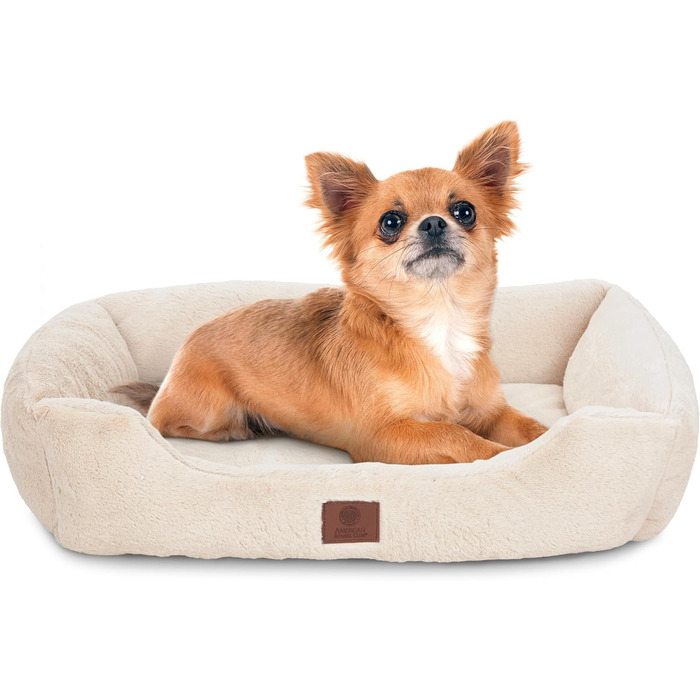 Лежак для собак American Kennel Club, 63,5 см, плюшевий, м'який, з низьким входом, для середніх і великих порід, знімний чохол, протиковзка основа