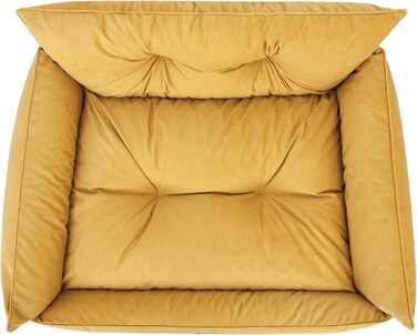 Лежак для собак DOGGY XL 82x63 см, м'яке стьобане ліжко-диван, жовтий, преміум матрац для домашніх тварин