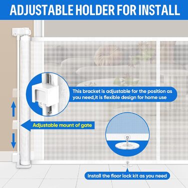 Захисне ворота MYPIN для дверей, висувні, 0-140 см. Захист від собак та дітей. Чорний колір.