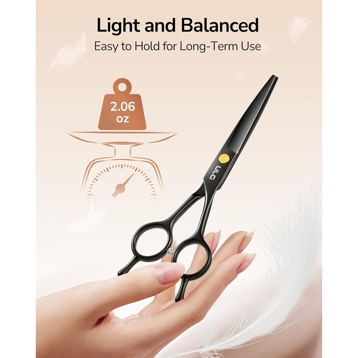 Професійний набір для стрижки волосся ULG: 2 ножиці (16,5 см), розріджувач, гребінець, затискачі, кейс. Підходить для чоловіків, жінок, дітей.