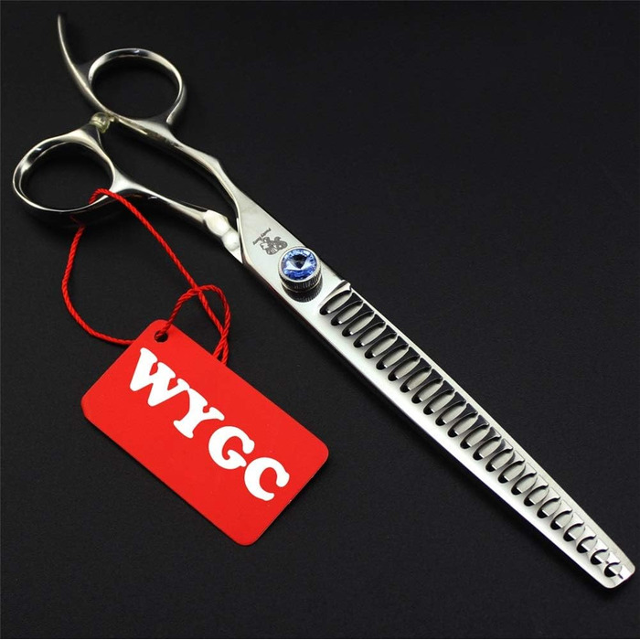 Професійна ліворука ножиці для стрижки собак, 8.0 дюймів, 440C сталь, прямі та розріджуючі леза, для перукарів та дому