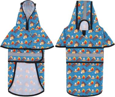 Дощовик для собак та цуценят HDE з капюшоном, модель Happy Camper (Гумакові качки), розмір XL